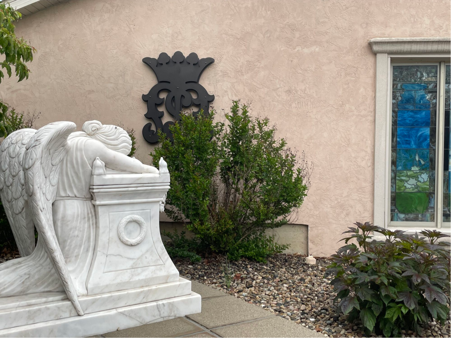 OSMM Sanctuary with statue of an angel outside